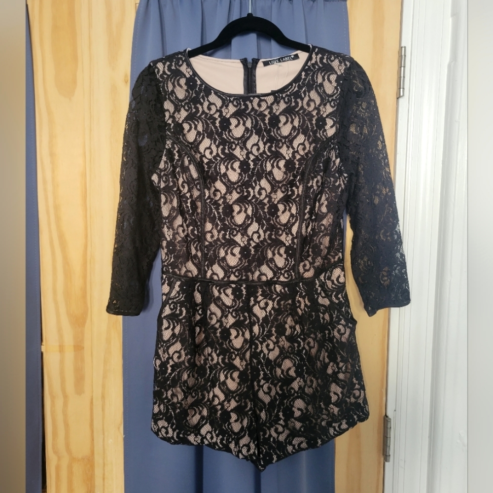 Love Label Black Lace Romper UK Size 10